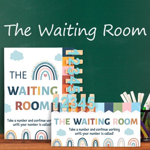 Boho Classroom Management Waiting Room Clip Chart Teacher's Helper Waiting Room Poster Wooden Number Clips for Back to School Elementary Classroom Must Haves Teacher Supplies Bulletin Board Decor