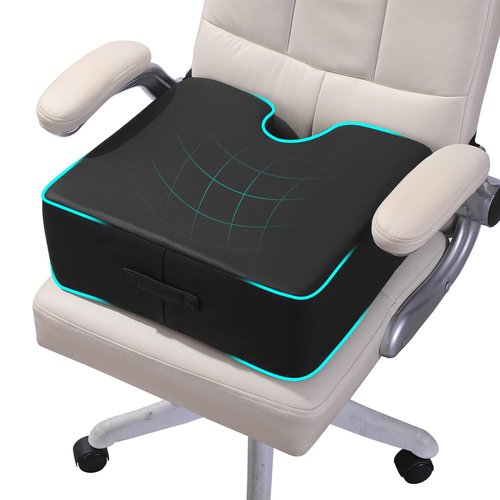 MABOZOO Extra Thick Seat Cushion, PU Leather Office Chair Cushion for Office Chair Car Seat, Memory Foam Booster Seat Sciatica & Back Pain Relief for Long Sitting (18"*16"*6")