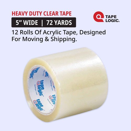 AVIDITI Packaging Tape for Boxes, 5in x 72 Yards, 2 Mil, 12-Pack | Clear Acrylic Tape Strong for Packing, Mailing, Boxing, Package, Shipping, Moving, Home and Office, Bulk Refill for Dispenser