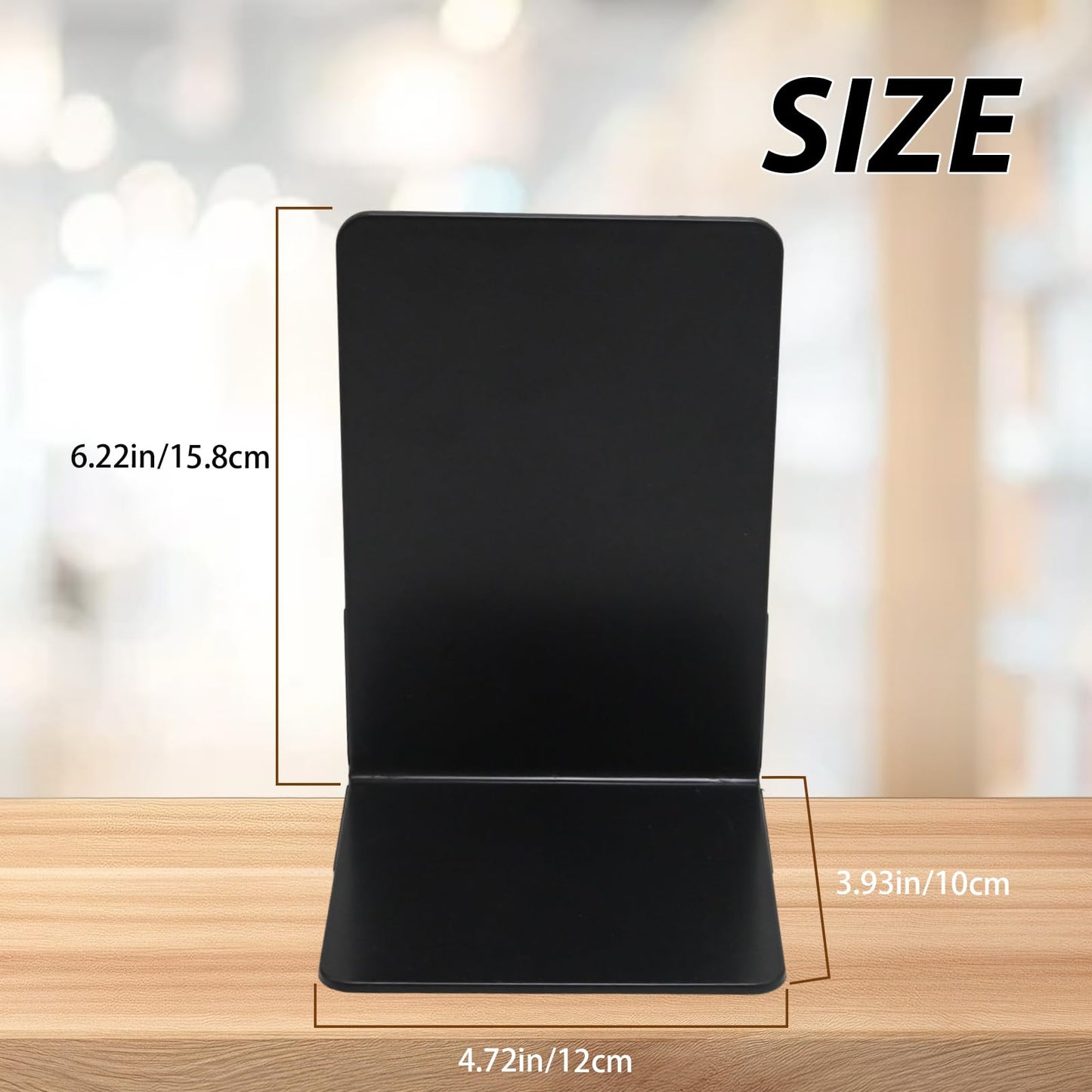 GMAPATS 6 Pcs Acrylic Black Bookends, Black Organizer, Plastic Bookends for Books, Holder Stand Decorative, Book Stopper Organizer for Shelves, Desk, Office