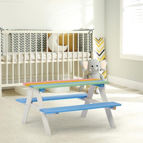 BTExpert Kids Picnic Table Set - Wooden Activity Table with Chairs for Outdoor Fun | Durable Design