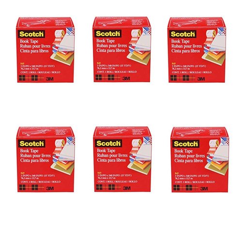 Scotch Book Tape 845, 3 Inches x 15 Yards - FF084574, 6 Pack