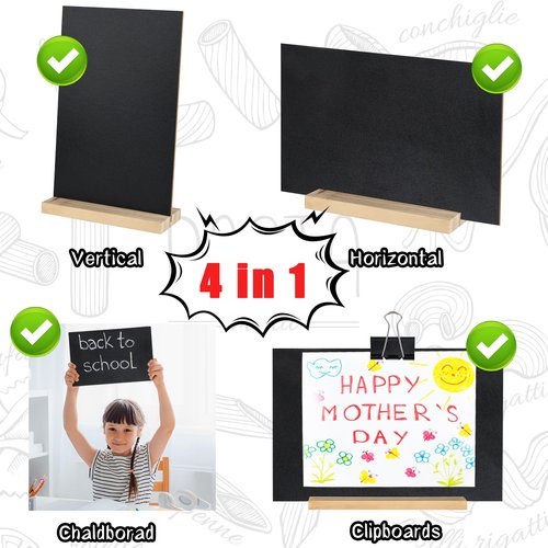 BOUBONI 1 Pack Chalkboard 8 x 12 inch Tabletop Chalkboard Sign with Wood Base Double-Sided Message Boards Menu Chalkboard Stand for Kitchen Wedding Bar and Restaurant