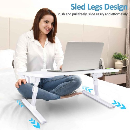 Lap Desk for Bed, Folding Laptop Stand for Bed Table, Adjustable Portable Laptop Bed Tray Desk with Storage Drawer Bookstand Cup Holder for Eating, Working, Writing in Sofa Couch Floor