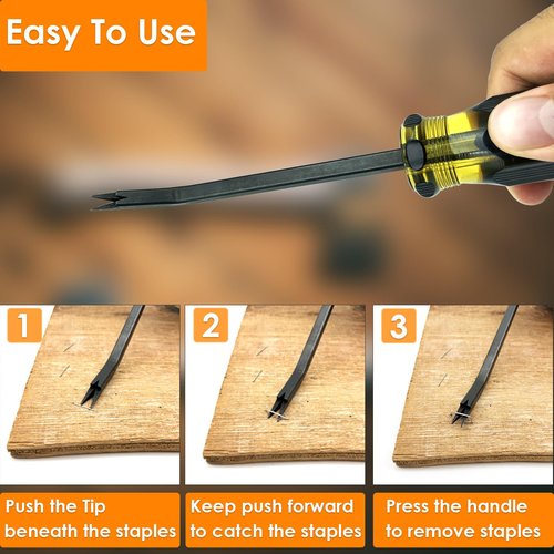 VERCCA Upholstery Staple Remover, Staple Puller, Upholstery Tools Staple Lifter with Double Pronged Head Nail Remover for Furniture Carpet Floor Carton Photo Frame Office 2pcs