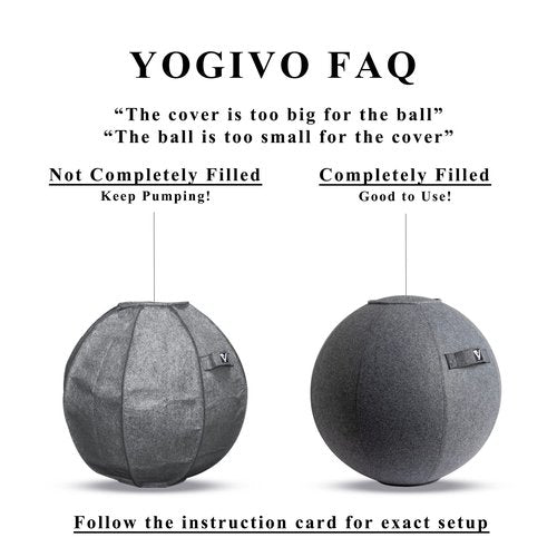 YOGIVO Sitting Ball Chair for Home Office Desk - Exercise and Stability Ball for Fitness, Pilates, and Ergonomic Balance - Includes Cover and Pump