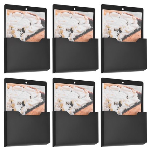 uxcell 6 Pcs Magnetic File Holder, Magnetic Paper Holder for Classroom Refrigerator, Magnetic Wall File Organizer File Holder Paper Letter Organizer Storage Black