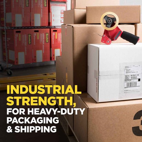Scotch 3750 Commercial Grade Packaging Tape – Heavy Duty Clear Packing Tape, 1.88"" x 54.6 yd per Roll (6 Rolls) – Strong Hot Melt Adhesive for Shipping, Moving, Warehouse & Industrial Use