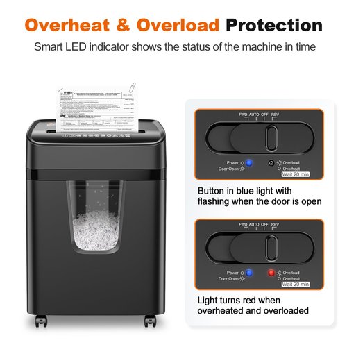 Bonsaii 12-Sheet Micro-Cut Paper Shredders for Home Office, Heavy Duty Document Shredder with 5.5 Gallon Pullout Bin for CD/Credit Card/Staple, 30 Mins Continuous Run Time, P-4 High Security, C282-B