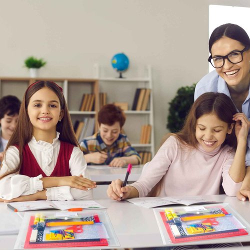 AmazingSpark 12 Sets Back to School Supplies Kit for Students Grade 7-12 Donation Kits Back to School Supplies Bundle Essentials Includes Folder Highlighters Crayons Notebooks Scissors and More