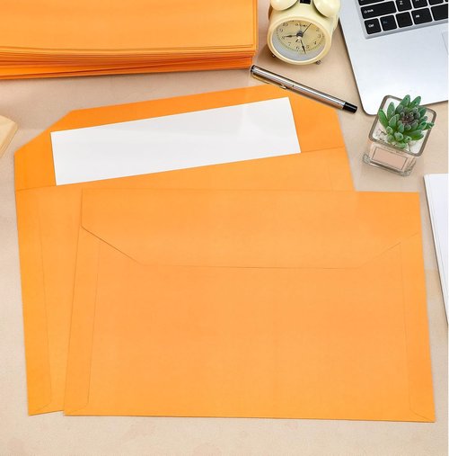 Sinload Legal File Envelopes - 80 Pack | 10 x 15 Inch Orange Kraft Document Jackets