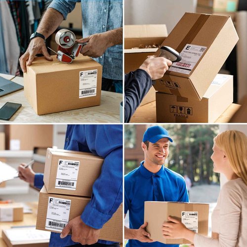 MaxGear 4" x 6" Direct Thermal Labels, 4000 Fanfold Labels, for Shipping & Mailing, Perforated White, Commercial Grade with Permanent Adhesive, Compatible with Most Thermal Printers,8 Stack