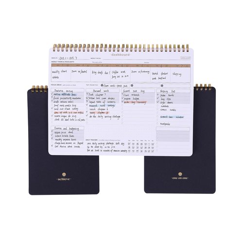 Productivity Notepad Suite - Bestselling Set Of 3 Notebooks, Including Weekly Planner, Goal Setting & 1:1 Meeting Notes- Keep Your Daily Projects, Clients, Meal & Responsibilities Organized