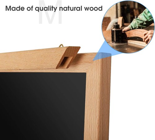 Magnetic Chalk Board - 24" X 18" Natural Wood Framed Blackboard for Home, Kitchen & School Decor