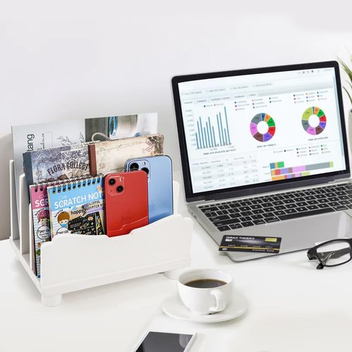 Eorbow File Holder for Desk, 3 Slots Wood Folder Organizer Desktop, Sturdy Mail Sorter Countertop for Bills, Letters, Paper, Magazines, Documents, Envelopes, No Assembly Required