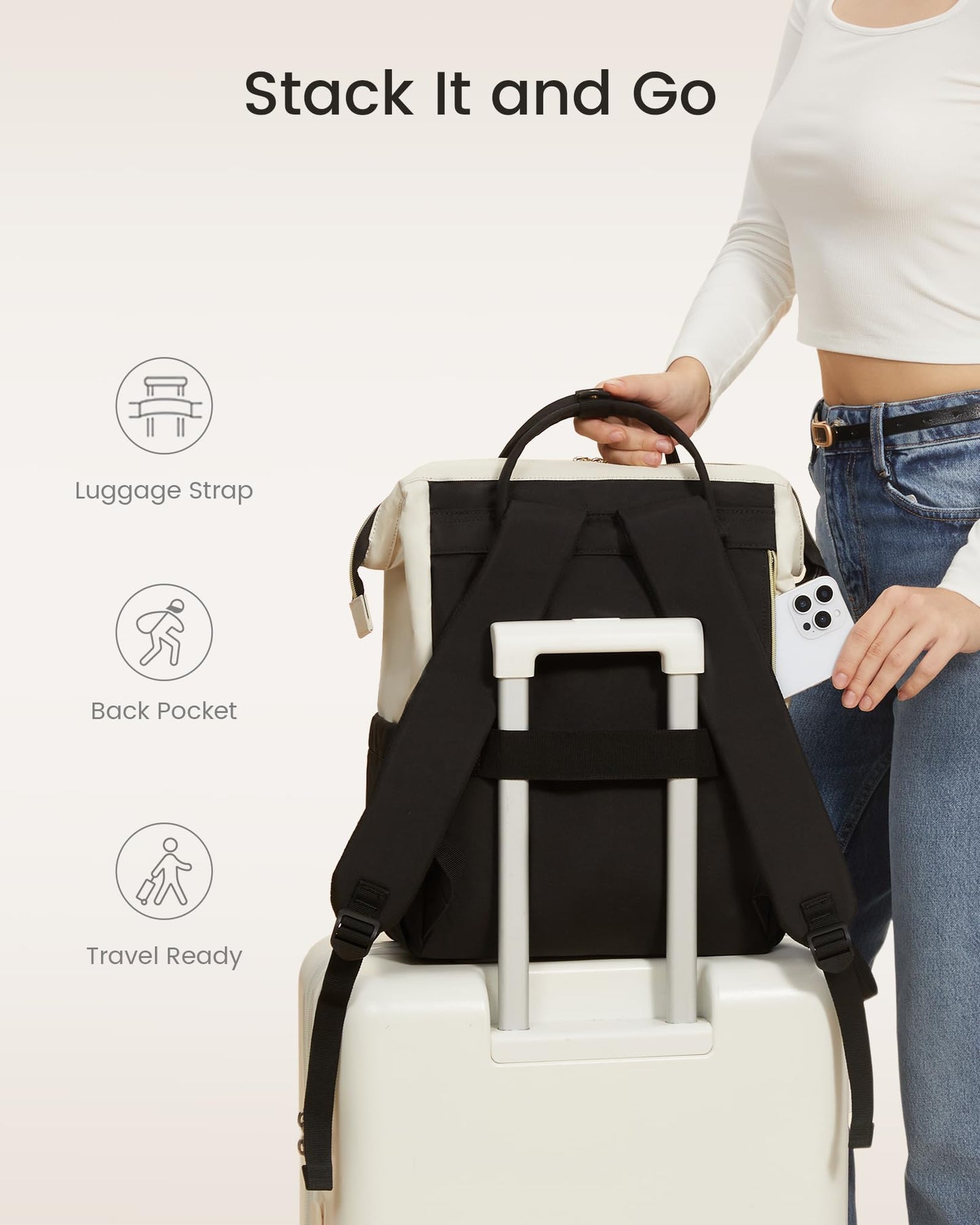 LOVEVOOK Laptop Backpack for Women, 15.6 Inch Work Business Backpacks Purse With Large Capacity
