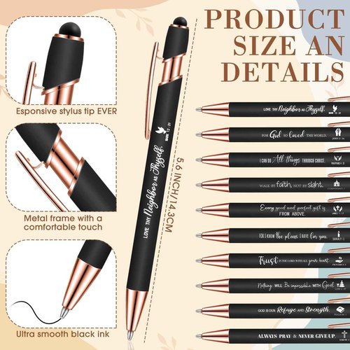 Sayglossy 10 Set Christian Gifts Bulk Christian Journals Pastor Appreciation Gift A5 Leather Prayer Journals Bible Verse Pens for Men Women Clergy Church Members Bible Study Supplies (Multicolor)
