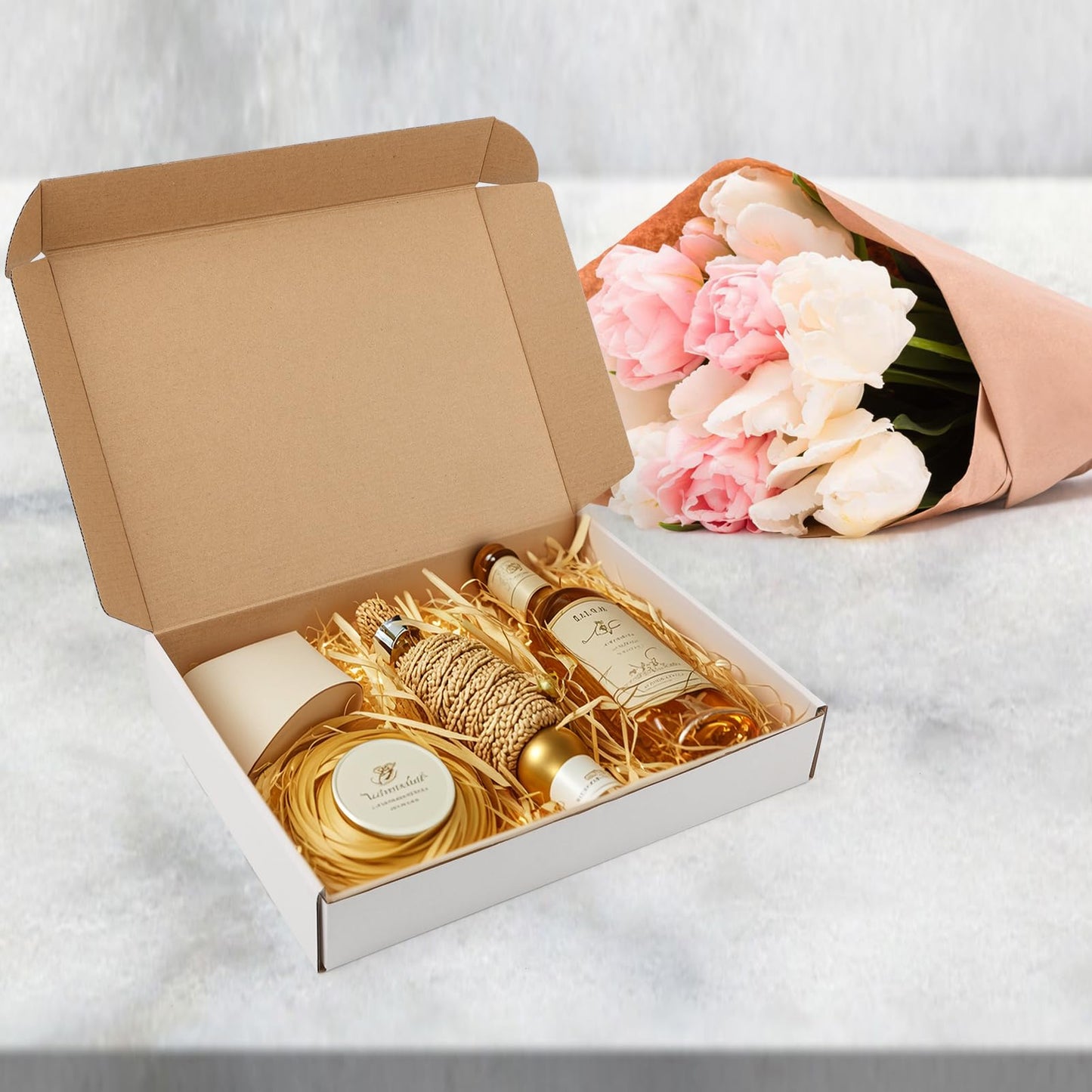 RLAVBL 12x9x2 Shipping Boxes Set of 1, White Corrugated Cardboard Box for Packing, Mailing, Business