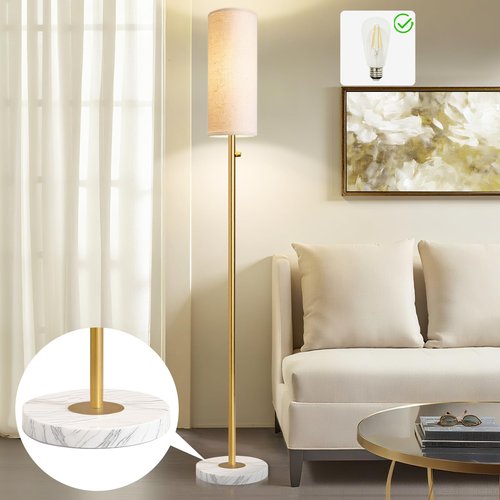 Aulaiyi Dimmable Gold Floor Lamp for Living Room,Modern Standing Lamp with Marble Base,LED Bulb Included,Floor Lamps for Bedroom, Living Room,Office,Reading and Nursery(Gold Floor Lamp)
