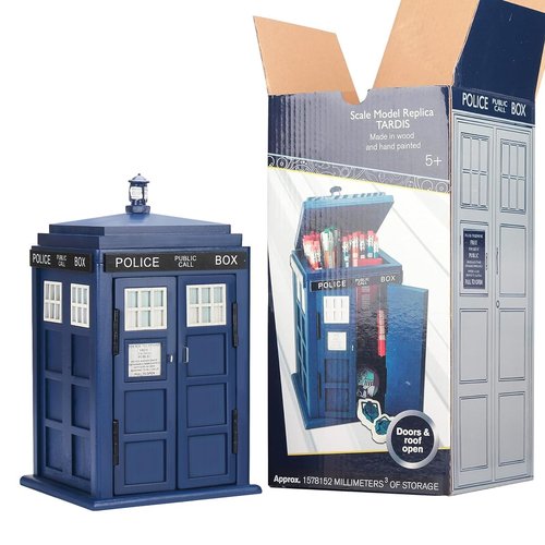 CEDAR ALPHA Wooden Tardis Cookie Jar, Desk Shed, Wood Desk Shed Pen Pencil Holder, Container