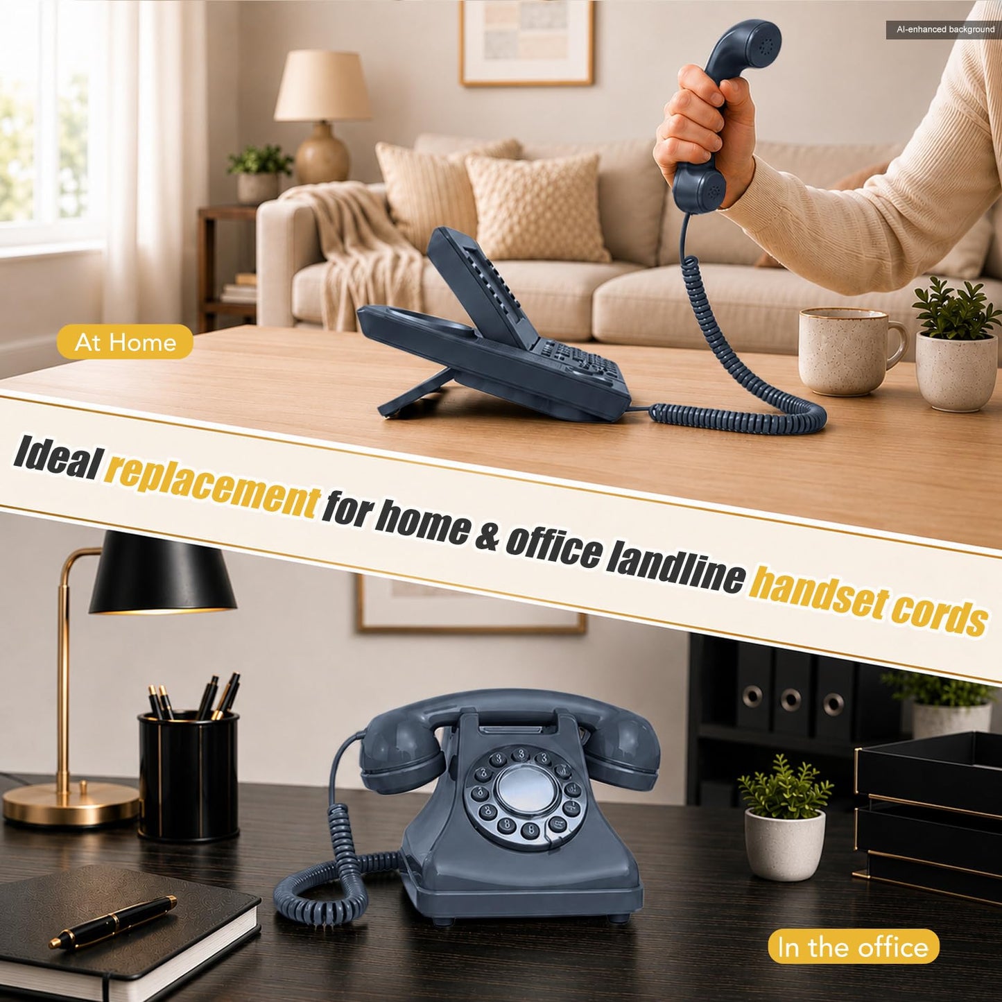 Comtrue Phone Cords for Landline, 2-Pack, Telephone Handset Cords