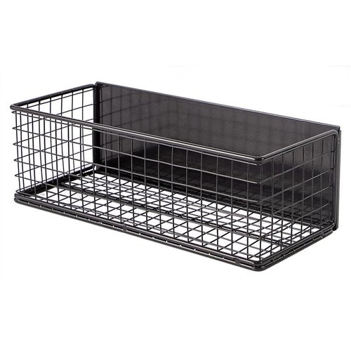 Ganydet Magnetic Basket, Magnetic Shelf for Fridge, Magnetic Spice Rack Wire Mesh Magnetic organizer Holder Accessories for Office Kitchen Classroom Storage, Black-High, 9.44" x 4" x 3.14"