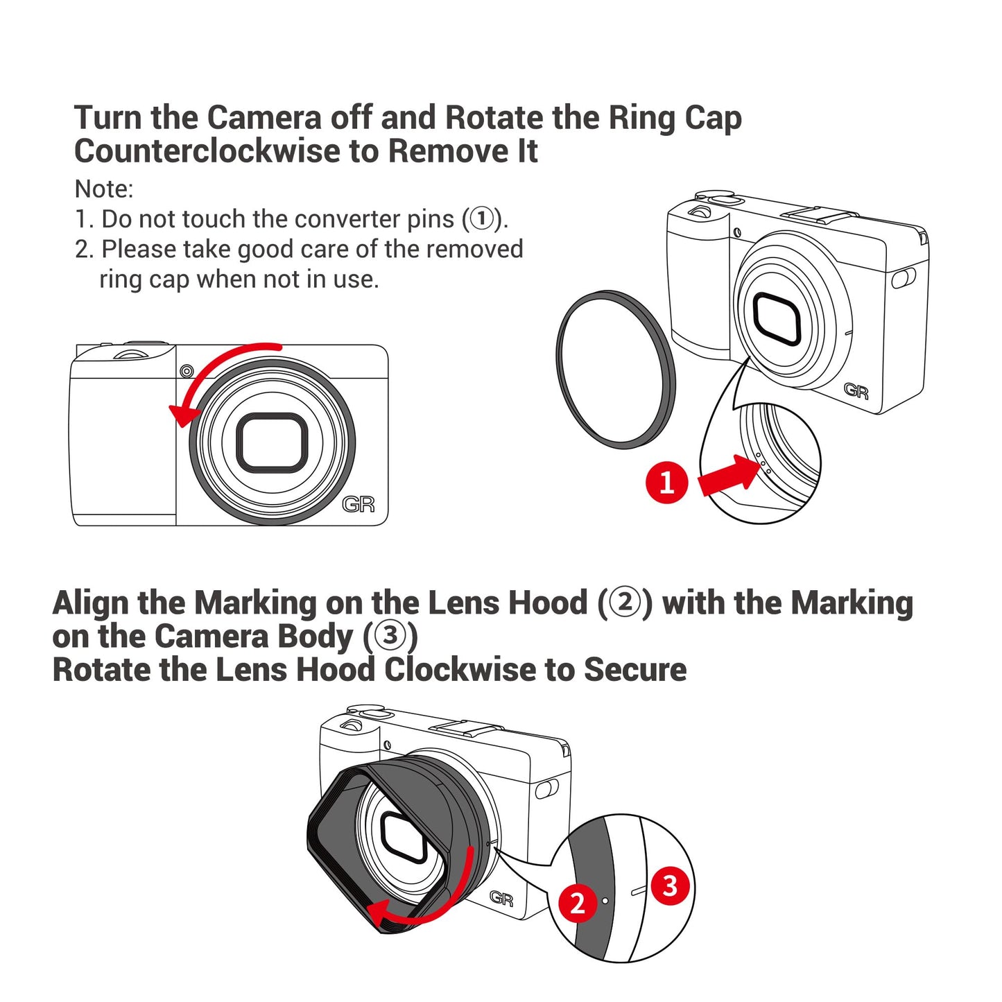 JJC GR IV Lens Hood for Ricoh GR4 GRIV HDF Monochrome Digital Camera Accessories, Aluminum Lens Protective Shade for Ricoh GR 4, No Vignetting and Anti-Scratches
