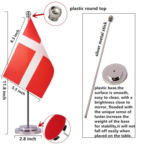Denmark Danish Desk Table Flag, Small Mini Denmark Danish Desktop Flag,Miniature International World Country Flags,Festival Events Celebration,Office decoration