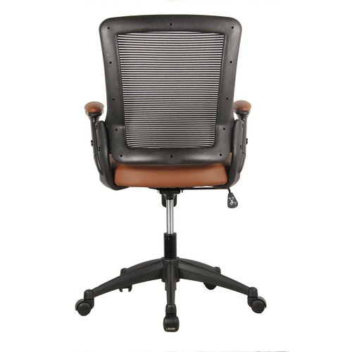 Ergonomic Office Chair with Mesh Back Rest, Height Adjustable with Flip Up Arms and Swivel, Mid-Back Task Home Office Chair, Brown