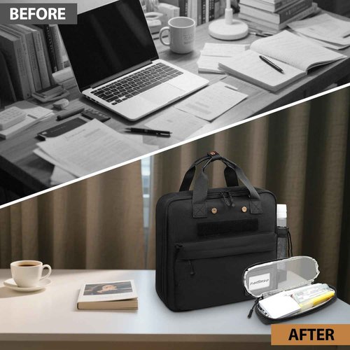 Partreko 3 inch D-ring Zipper Binder Bag for 700 Sheets&13 inch Laptop Organizer, Detachable Zip Up Binder with Removable Pen Case& Bottle Pocket for Middle High School Office Supplies Storage (Black)