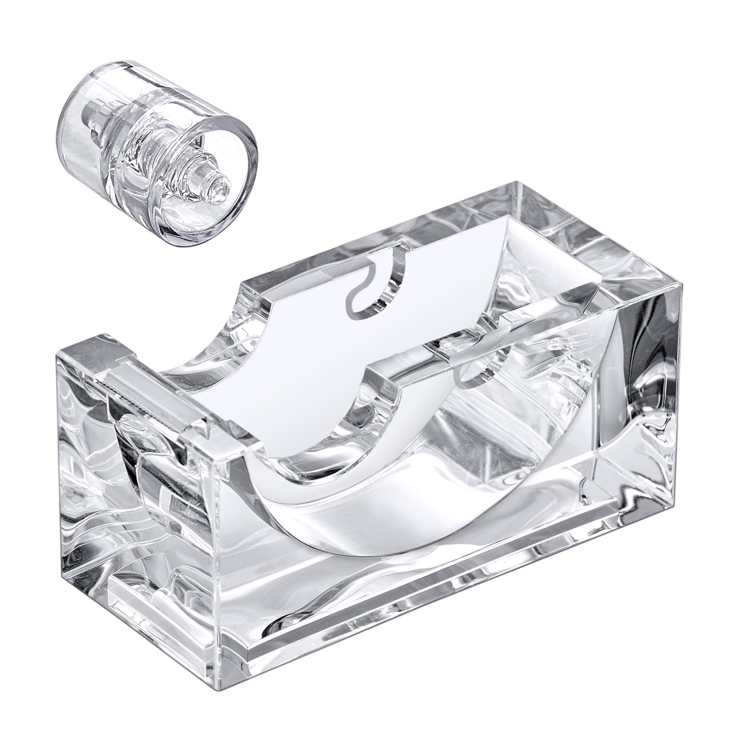 Amazing Abby - Tanya - Acrylic Tape Dispenser (1-Pack), Plastic Label Roll Holder, Clear Sticker Organizer, Perfect Office Desktop Storage Solution for Tapes, Labels, Stickers, and More