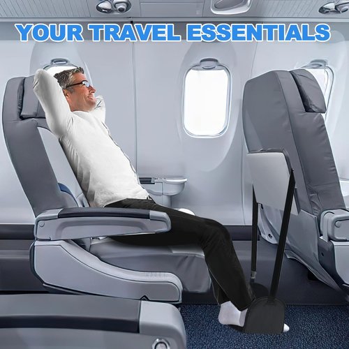 Adjustable Airplane Foot Rest Hammock for Airplane Seats, with Thickened Memory Cotton & Support Plates - Leg Relief (1 Pack)