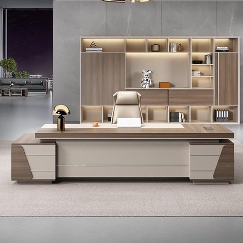 LSIGHTUS 87" L-Shaped Brown Executive Office Desk Computer Desk with File Drawers Study Writing Table Home Business Workstation Set for CEO Boss