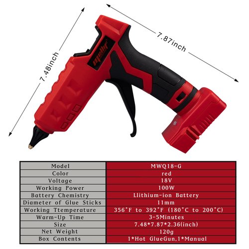Cordless Hot Glue Gun Compatible with Milwaukee 18V Battery, Mellif Handheld Electric Power Glue Gun Full Size for Arts & Crafts & DIY with 20 0.43" Glue Sticks (Tool Only)