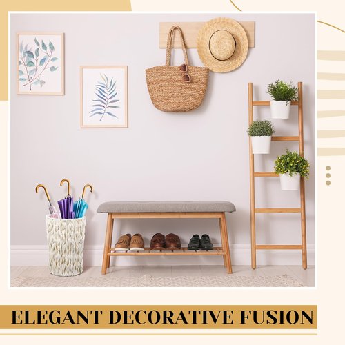 LOYIM 2 Pcs Wicker Trash Cans 2 Gallon Rattan Waste Baskets for Bathroom Wicker Waterproof Boho Trash Cans Compact Woven Round Decorative Waste Baskets for Bedroom Office Bathroom(White)