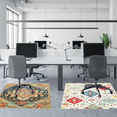 Office Chair Mat for Hardwood Floor, Anti-Slip Under Desk Rug for Rolling Chair on Hard & Carpeted Floors Protector, 36"x48" Boho Style Washable Computer Floor Mat for Office Gaming Home