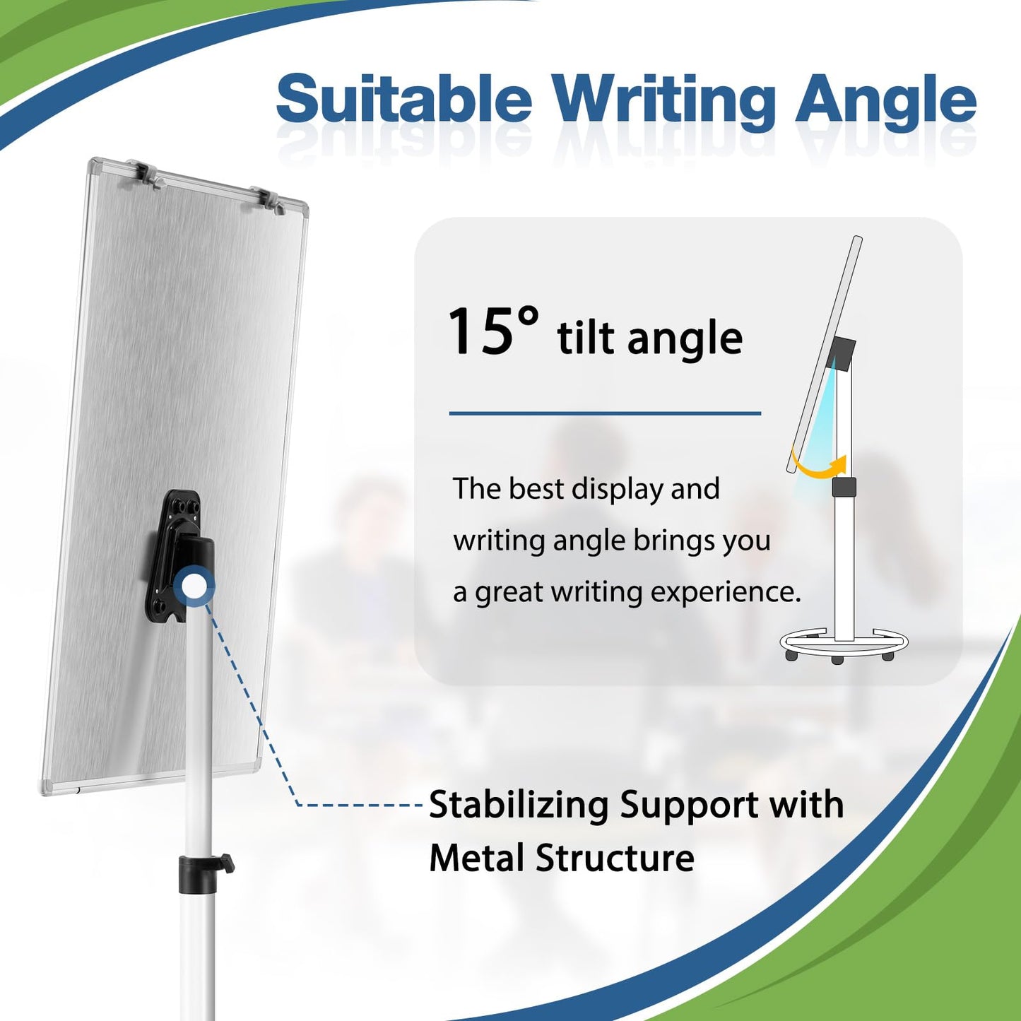 Magnetic Mobile Whiteboard, 36"x24", Height Adjustable Flip Chart Easel