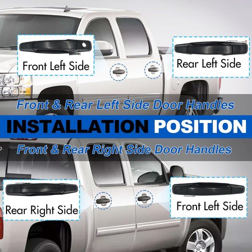 Chevy Silverado Door Handles - 4PCS Front & Rear Replacement for 2007-2014 Models | Durable & Stylish