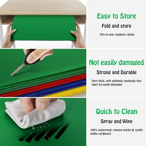 Skiennix 24-Pack Colorful Privacy Folders - Durable Erasable Plastic Dividers for Classroom Desks | Easy Clean Testing Shields with Extra Labels