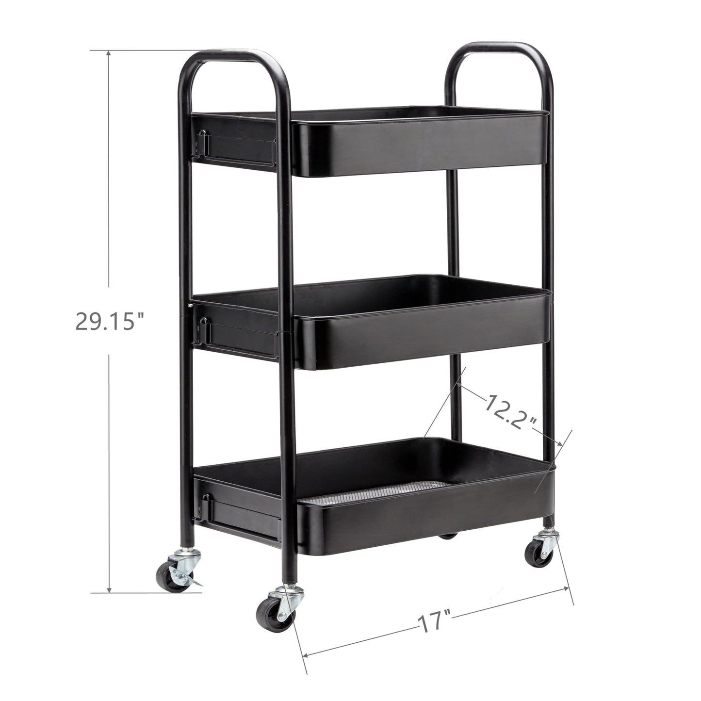 SETTFRFE 3-Tier Metal Rolling Storage Cart, Black