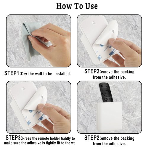 DAJAVE 12 Pack Remote Control Holder Wall Mount, White TV Remote Holder, Self Adhesive Pen Holder, Wall Remote Holder for Home Office School Supply Storage