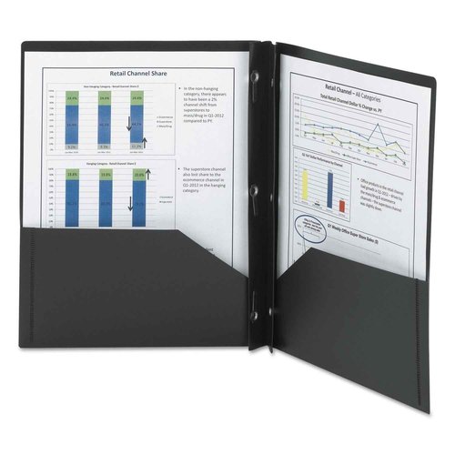 Smead Poly Two-Pocket Folder, Tang-Style Fastener, Letter Size, Black, 25 per Box (87725)