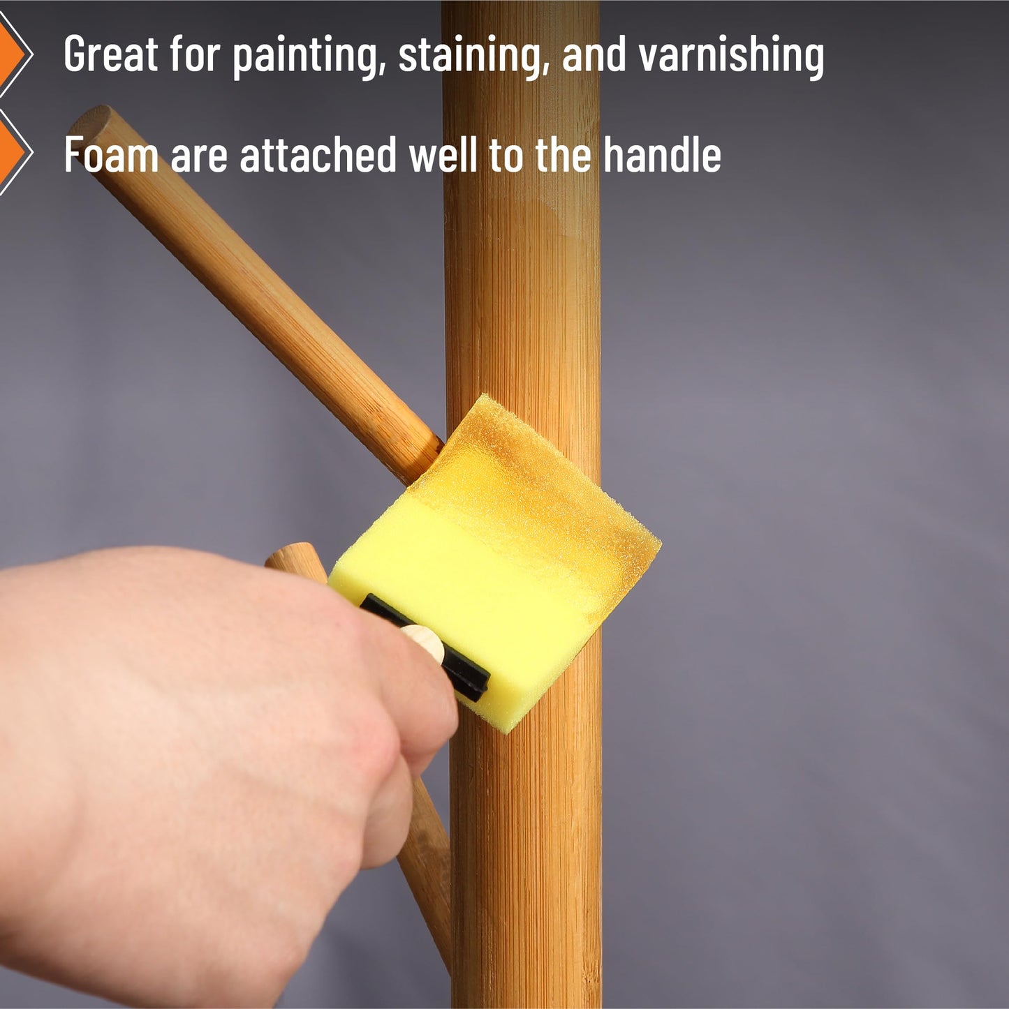 Bates- Foam Paint Brushes, 2", 16 Pack, Yellow Sponge Brushes for Painting, Staining