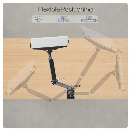 VIVO Universal Adjustable 10 to 15.6 inch Laptop Holder Desk Mount, Single Pneumatic Arm VESA Notebook Stand with C-clamp and Grommet Options, Black, STAND-V101L