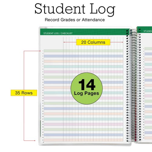 Aug 2025-Jul 2026 Deluxe Teacher Planner Notebook 8.5x11 Daily Weekly Monthly Organizers with 7 Periods, Pocket Folder, Dated Calendar, Page Tabs, Bookmark and Planning Stickers (Rainbow Floral)