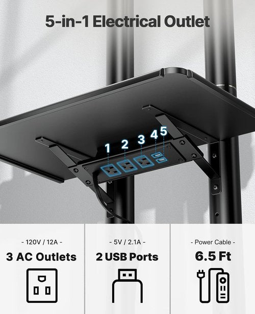 HUANUO Rolling TV Stand - Mobile Cart for 32-85 Inch Flat/Curved TVs | Tilt & Height-Adjustable, 132 lbs Capacity