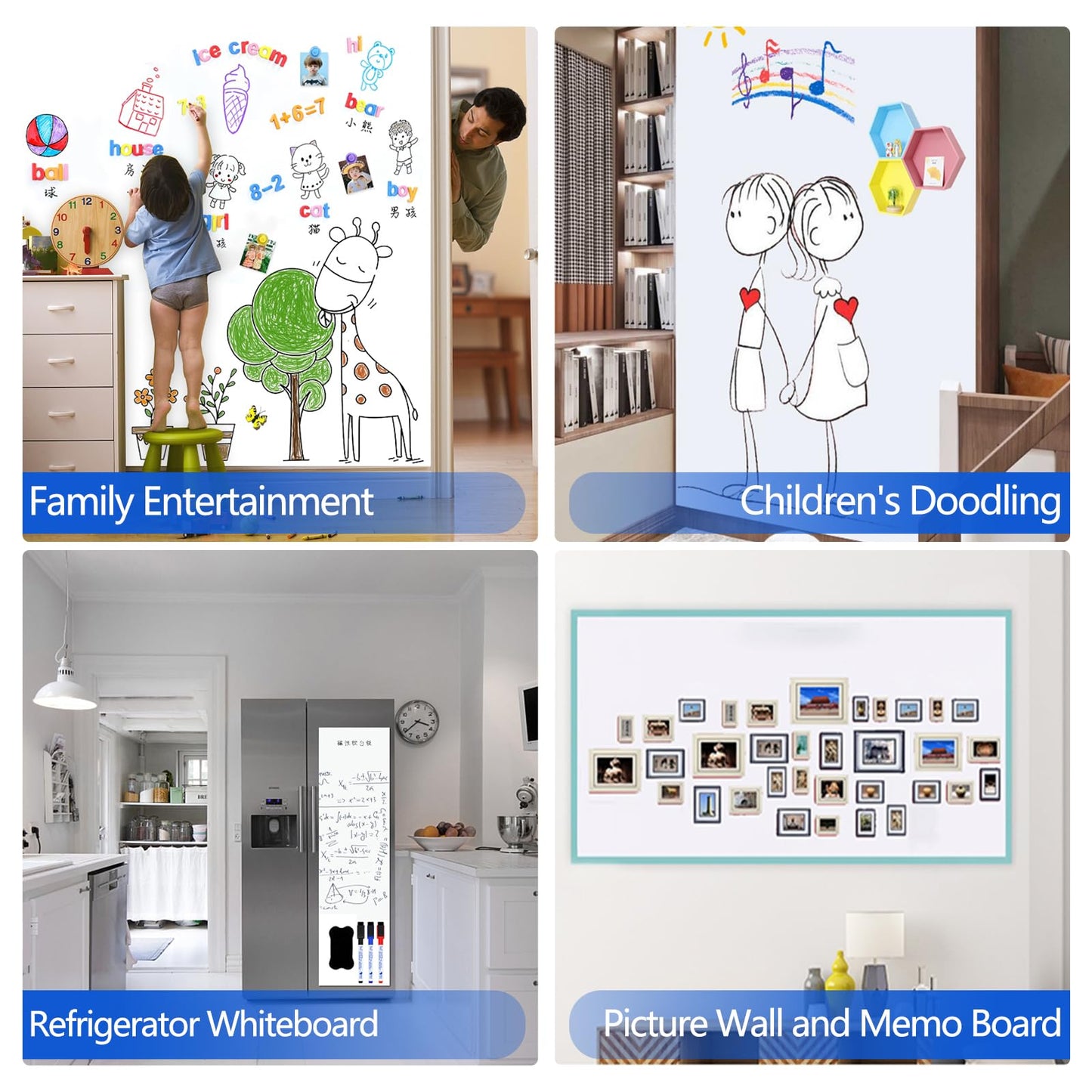 Self-Adhesive Dry Erase Whiteboard Sticker, 47.24" x 23.62" Magnetic Receptive White Board Wall Film, No Ghosting, Easy Write & Clean | Peel & Stick for Office, Home & Classroom,Incl. Accessories