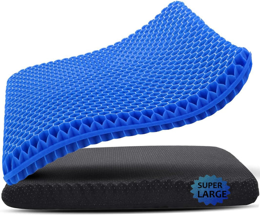 Skiennix Gel Seat Cushion - 19x19 Inch Pressure Relief for Long Sitting | Soft Breathable Gel Pad (Blue)