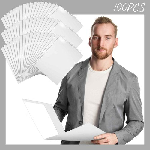Seajan 100 Pack Folder with 2 Pocket Glossy Laminated Letter Size Paper Folder with Pocket Bulk Paper Portfolios for School, Teacher, College, Office (White)