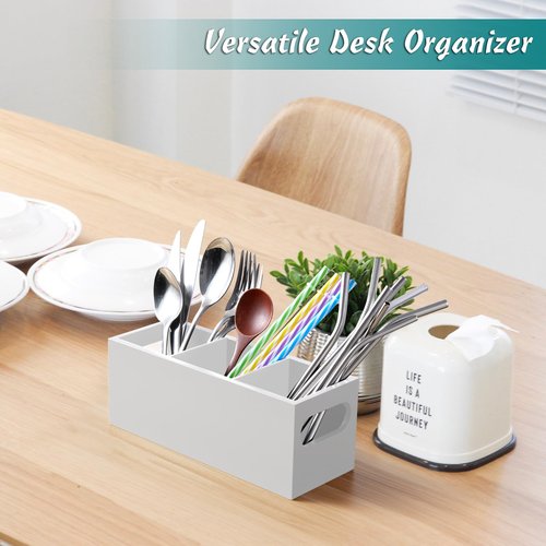 DRASTAR Mail & Remote Organizer Set, Wooden, White, 2 Slots, Remote Control Holder